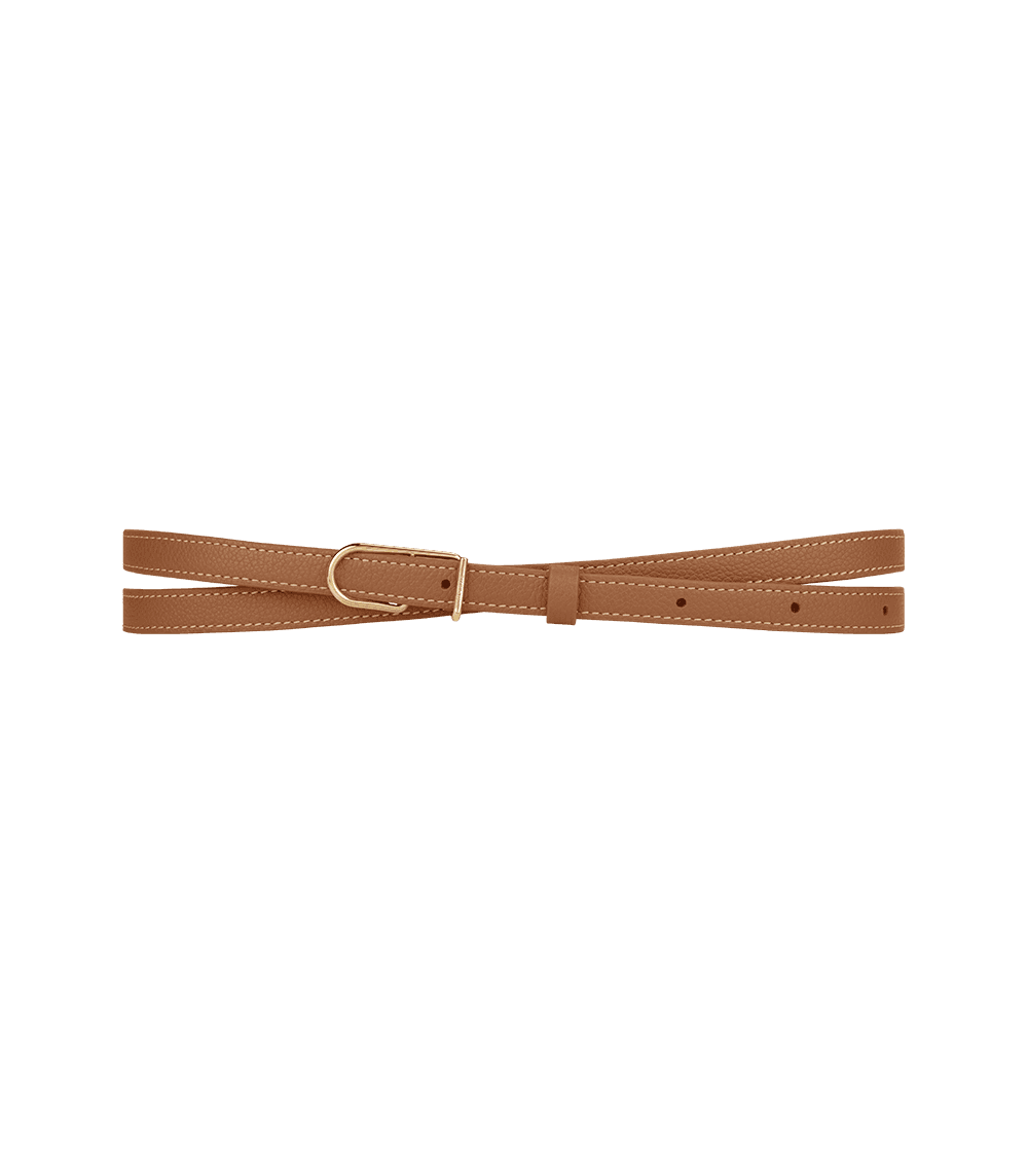 Ceinture Fine Umi - Camel Grainé