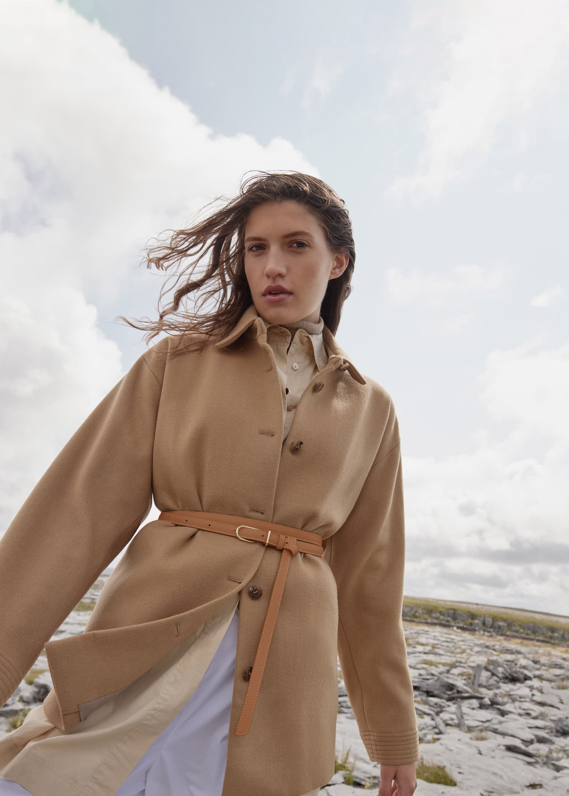 Ceinture Fine Umi - Camel Grainé - Photo 2