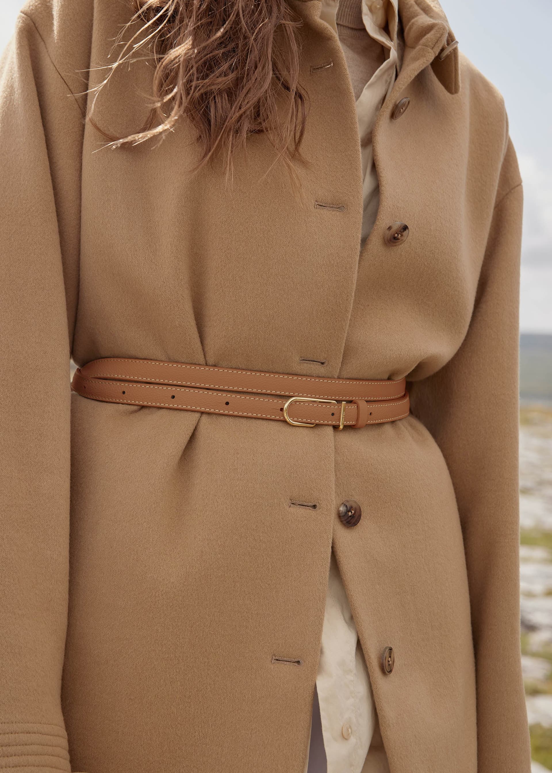 Ceinture Fine Umi - Camel Grainé - Photo 3