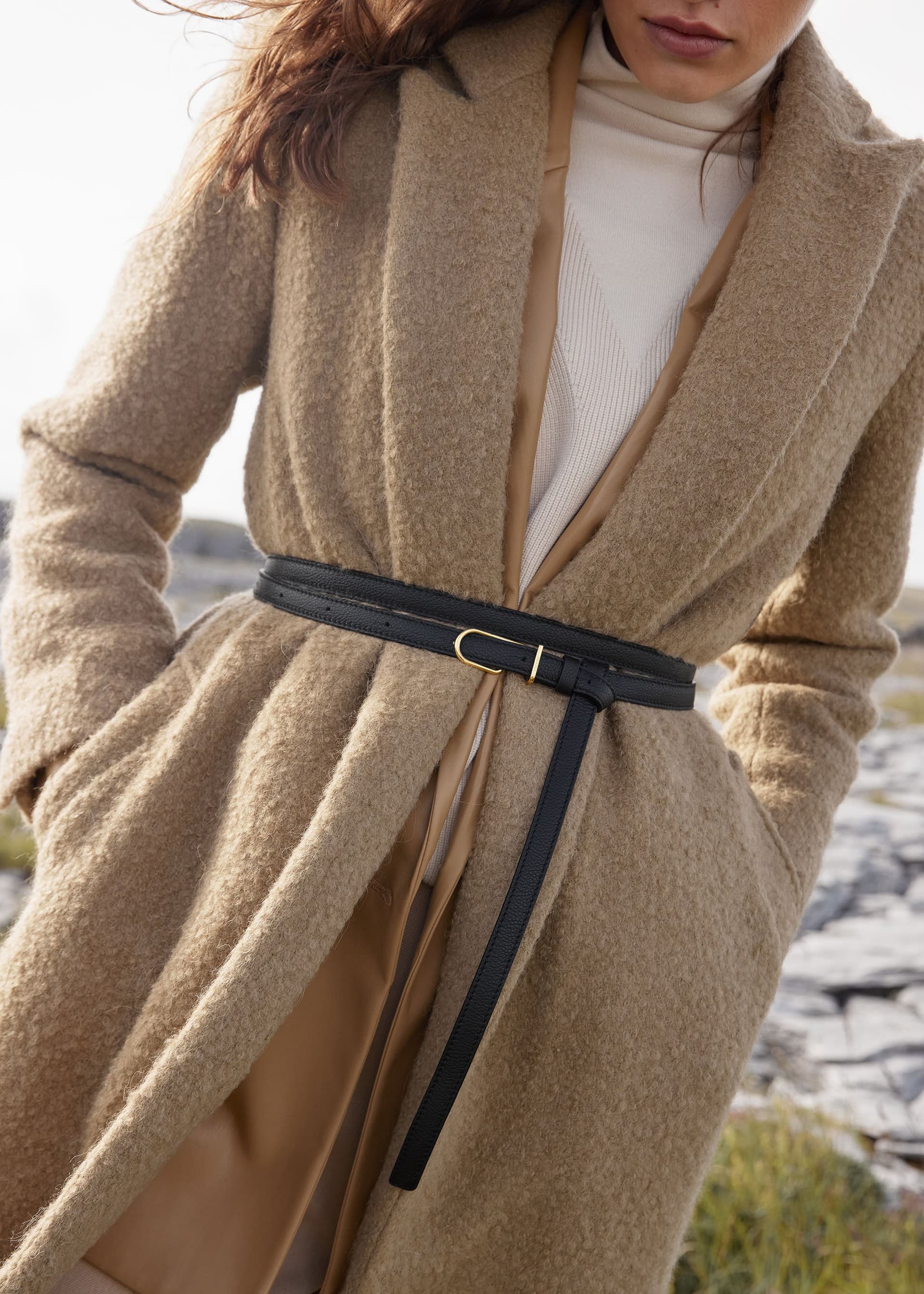 Ceinture Fine Umi - Noir Grainé - Photo 2