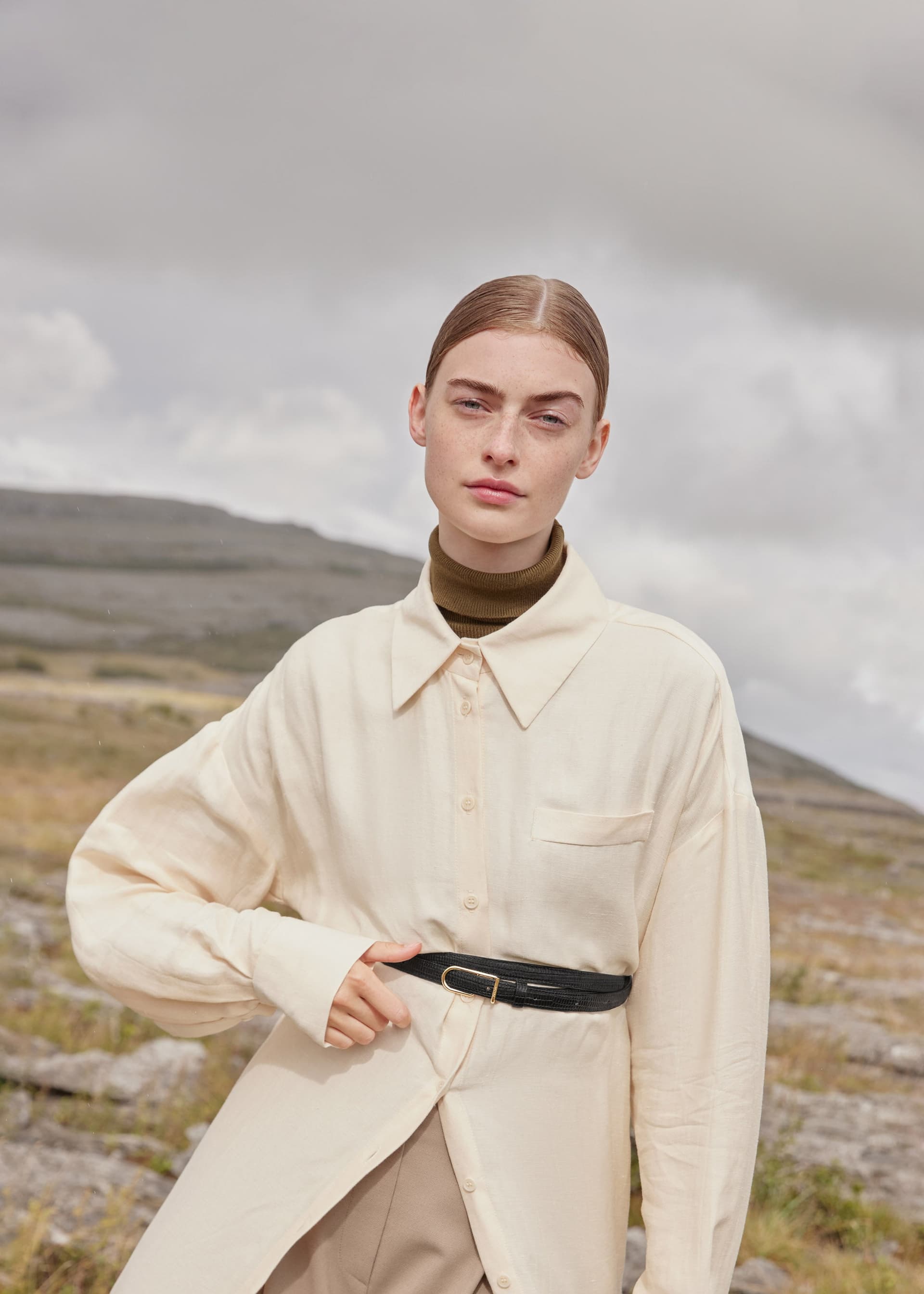 Ceinture Fine Umi - Noir Lézard - Photo 1