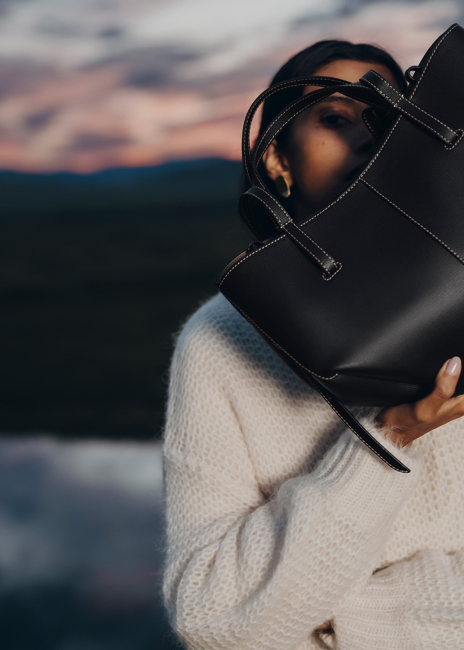 Cyme Mini - Noir Grainé Coutures Écrues - Photo 3