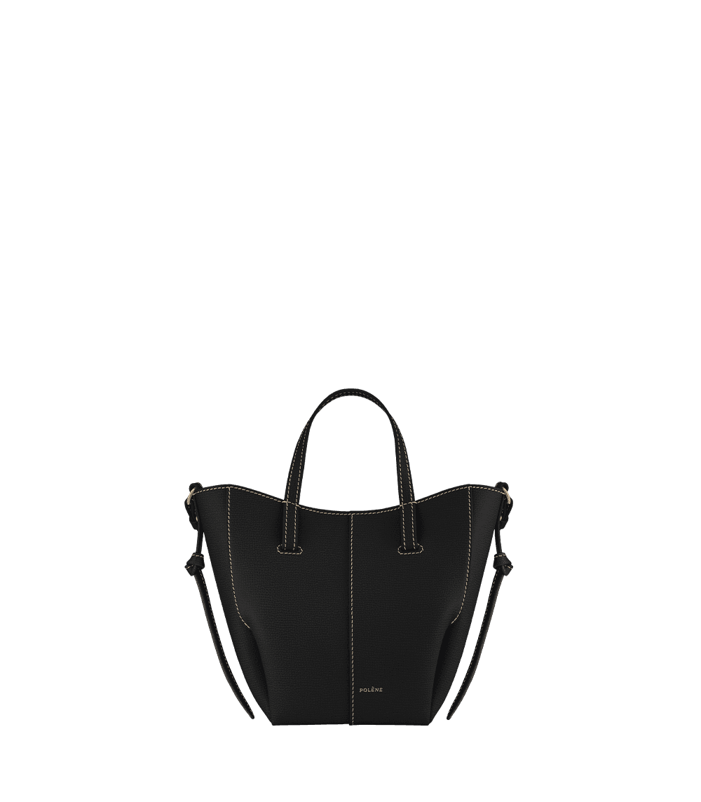 Noir Grainé Coutures Écrues