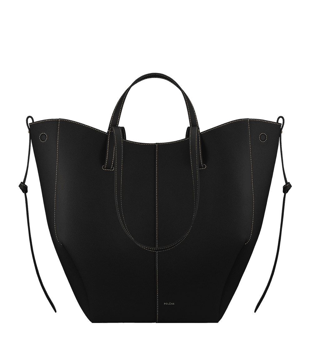 Noir Grainé Coutures Écrues