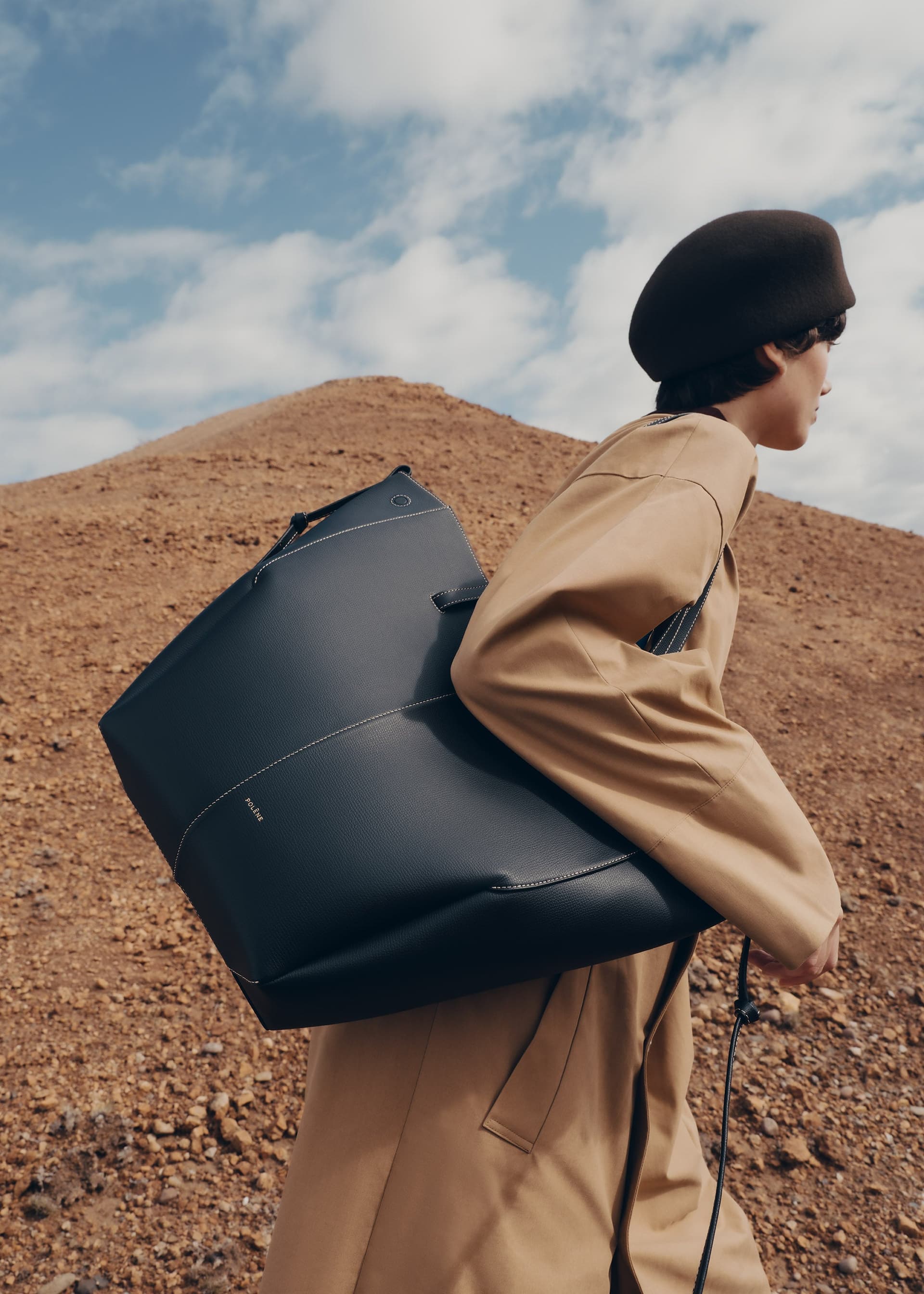 Cyme Tote - Noir Grainé Coutures Écrues - Photo 2