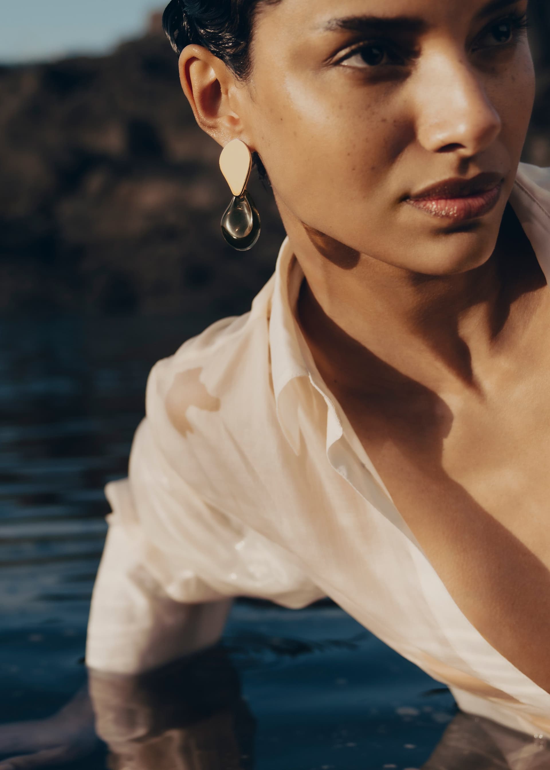 Boucles d'oreilles Naé - Verre fumé - Photo 1