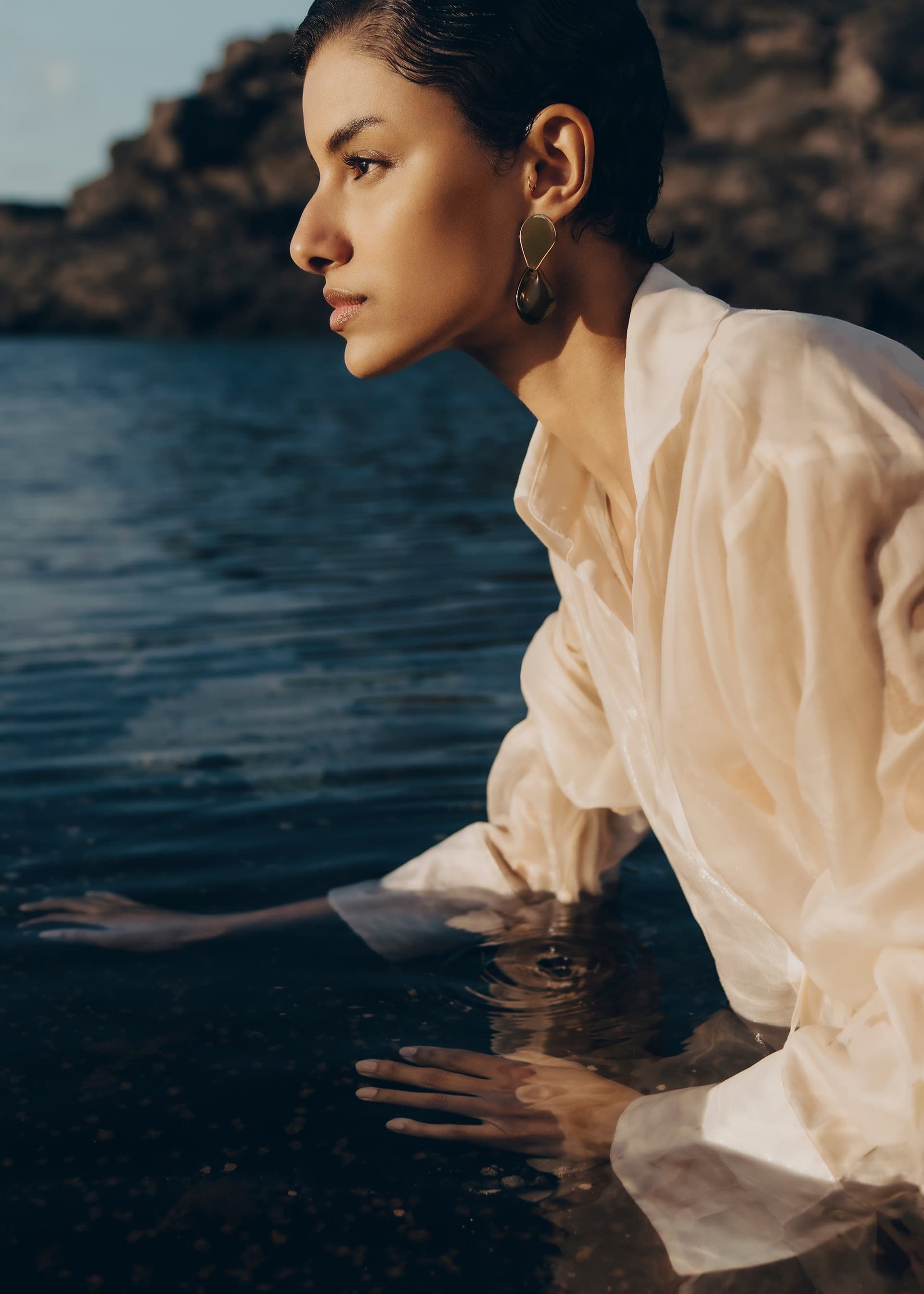 Boucles d'oreilles Naé - Verre fumé - Photo 3