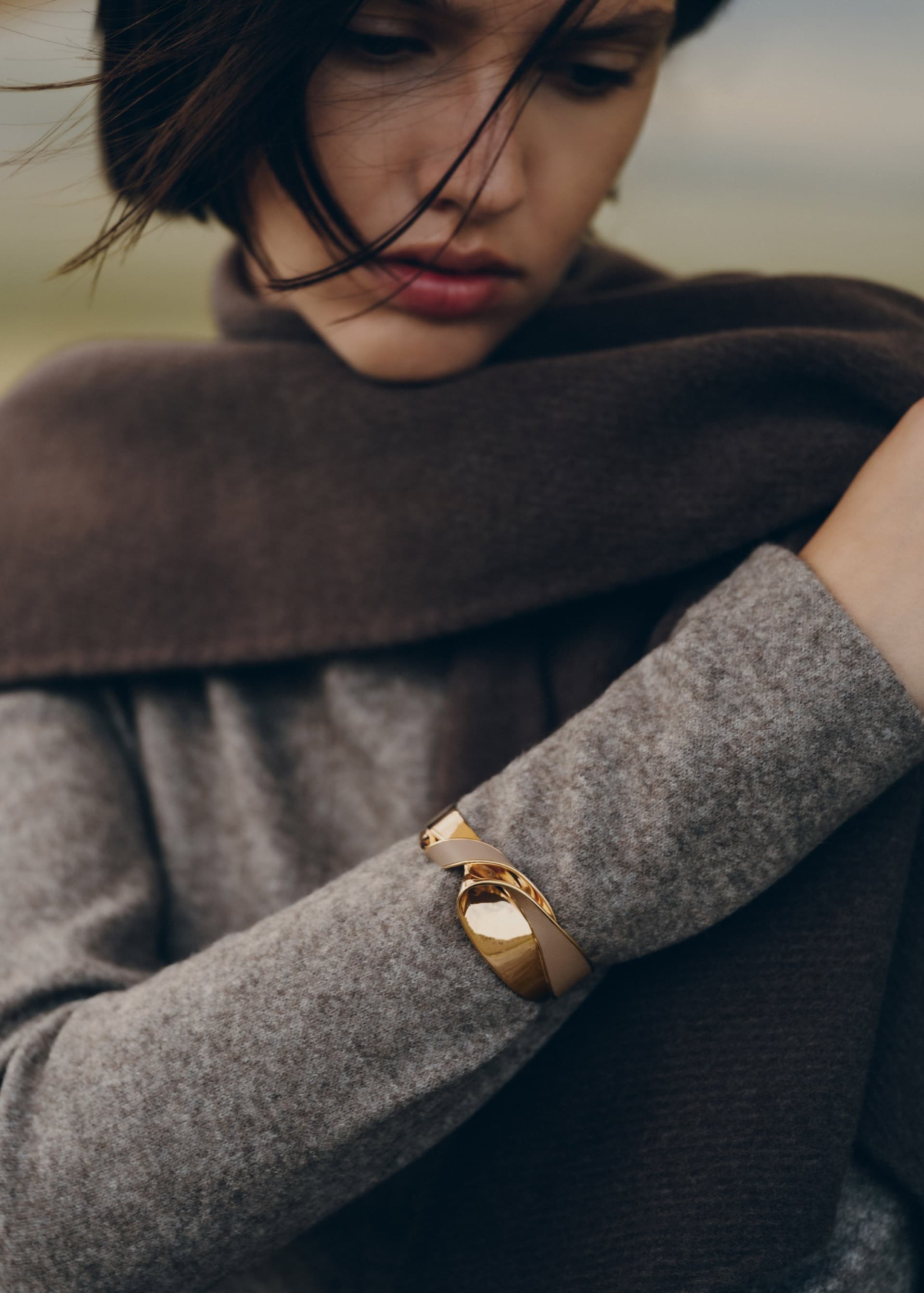 Manchette Éole - Cuir Taupe - Photo 1