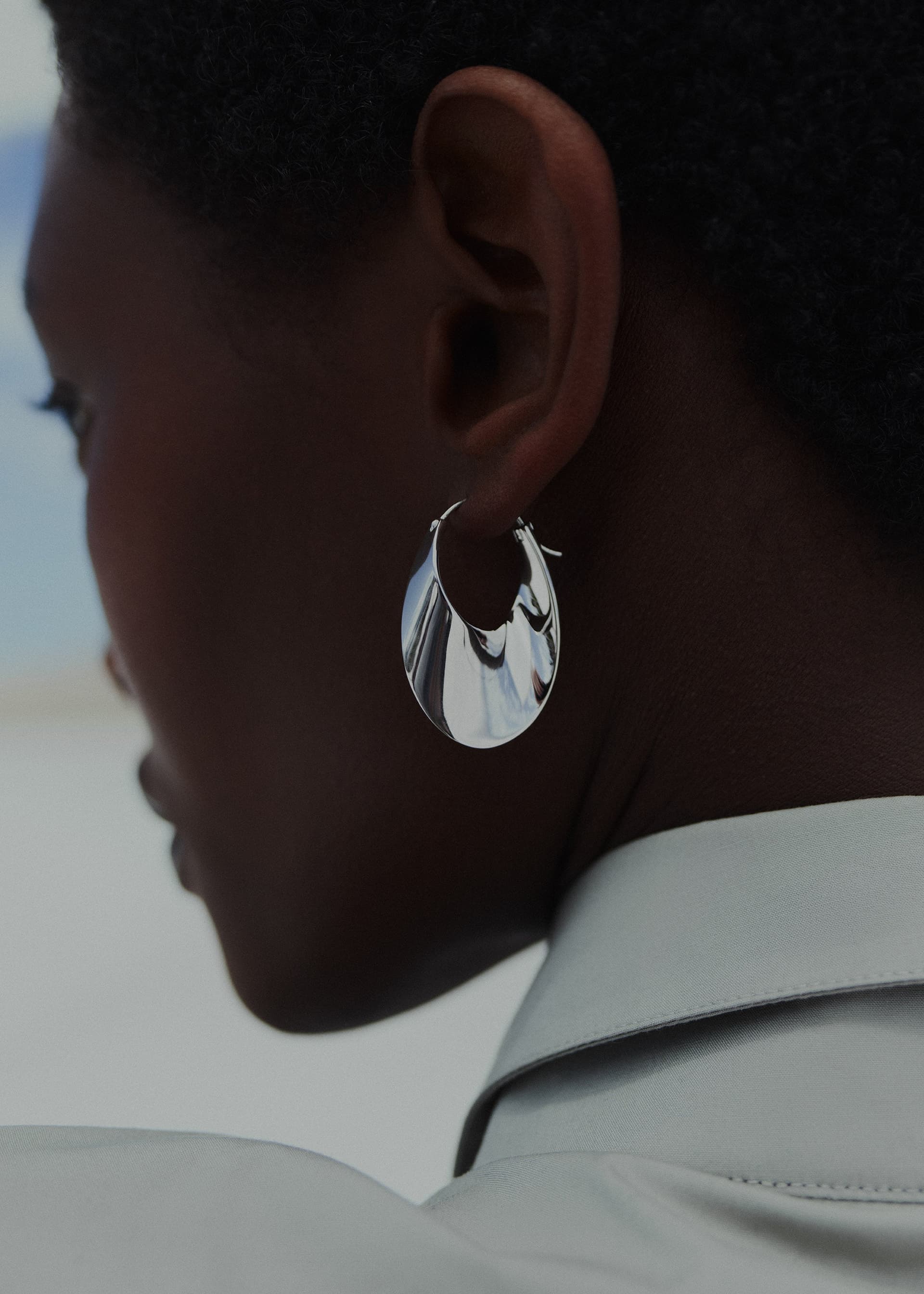 Créoles Slim Éole - Argentée en laiton rhodié - Photo 2