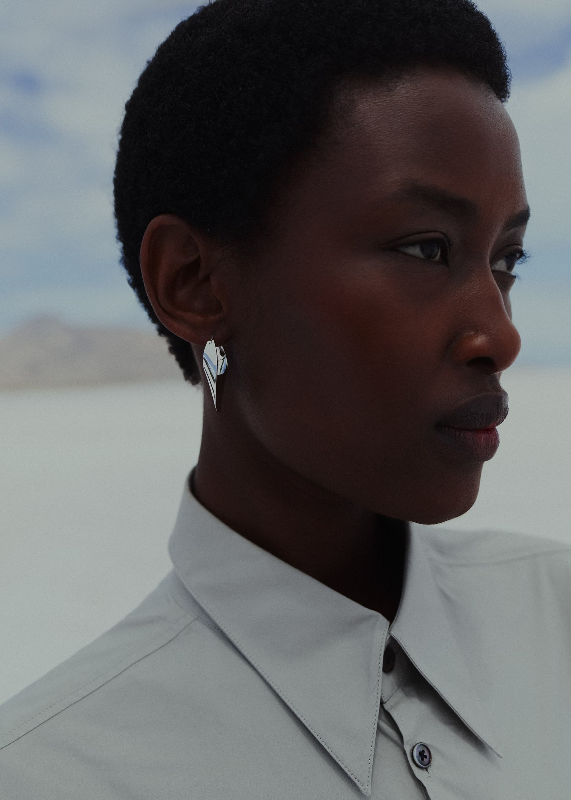 Créoles Slim Éole - Argentée en laiton rhodié - Photo 3