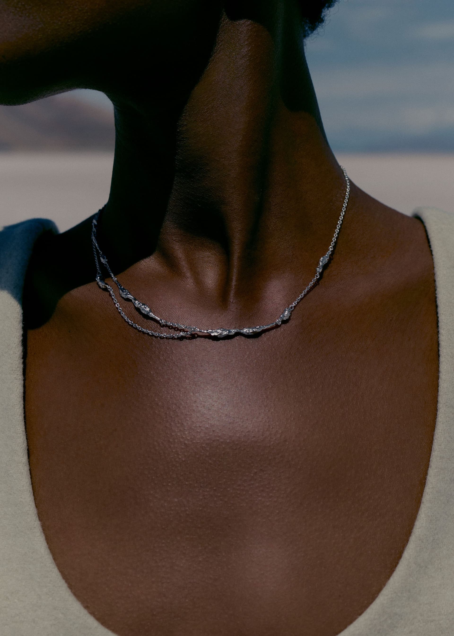 Double Chaîne Eroz - Argentée en laiton rhodié - Photo 1