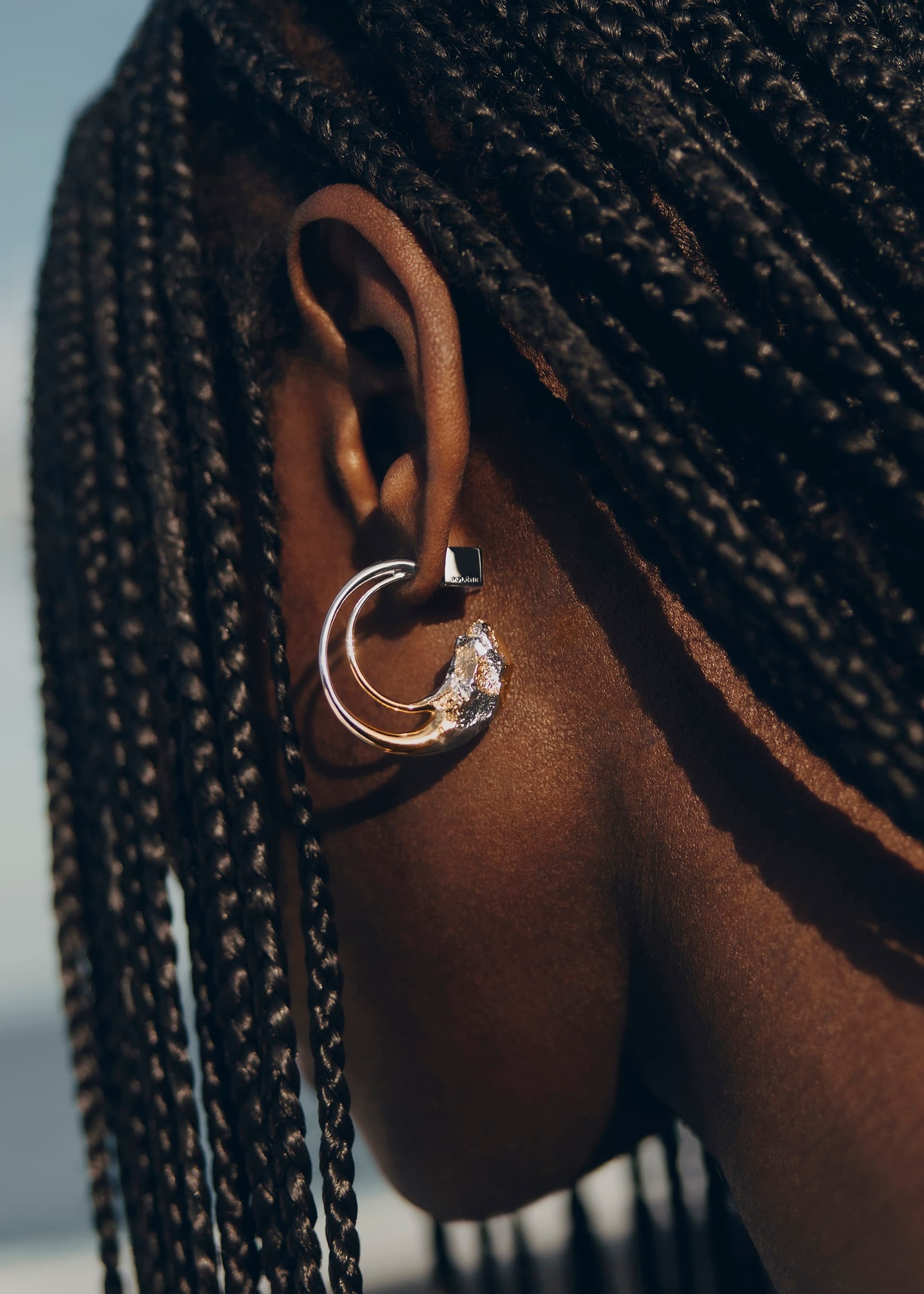 Créoles Eroz - Duo palladium et dorure 24 carats - Photo 3