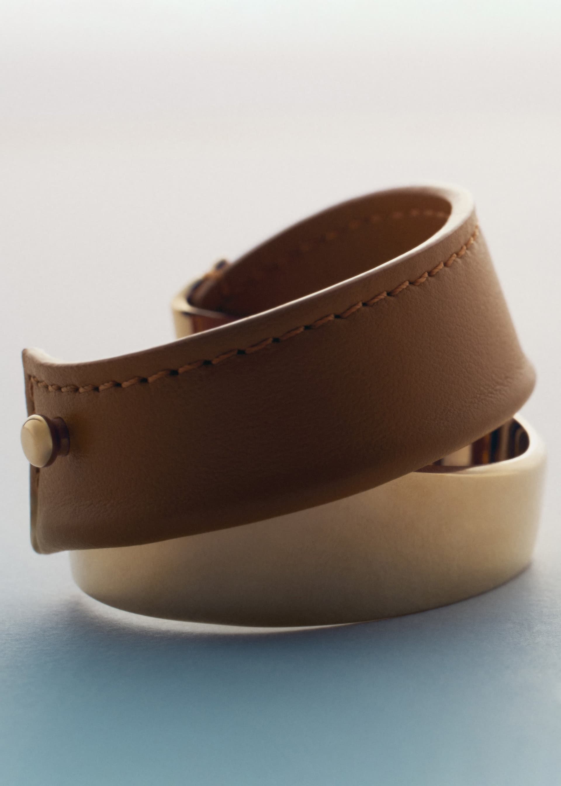 Manchette Ormé - Dorée Cuir Camel - Photo 2