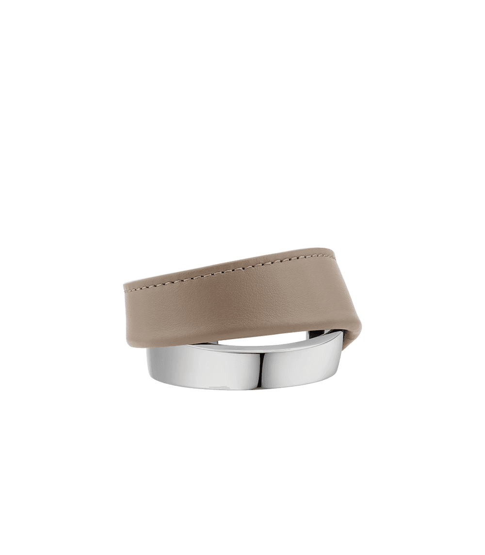 Manchette Ormé - Argentée Cuir Taupe