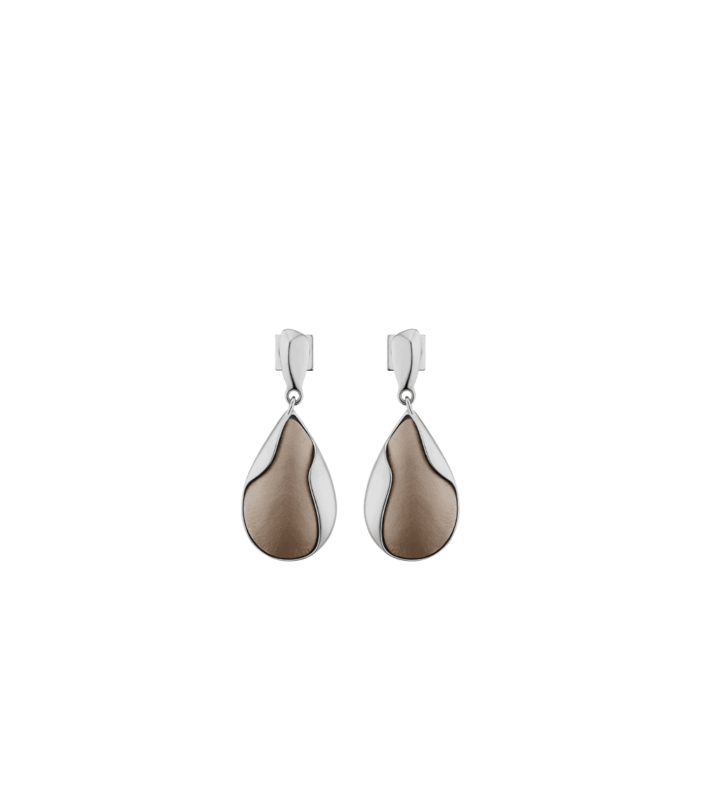 Boucles d’oreilles Ormé - Argentée Cuir Taupe