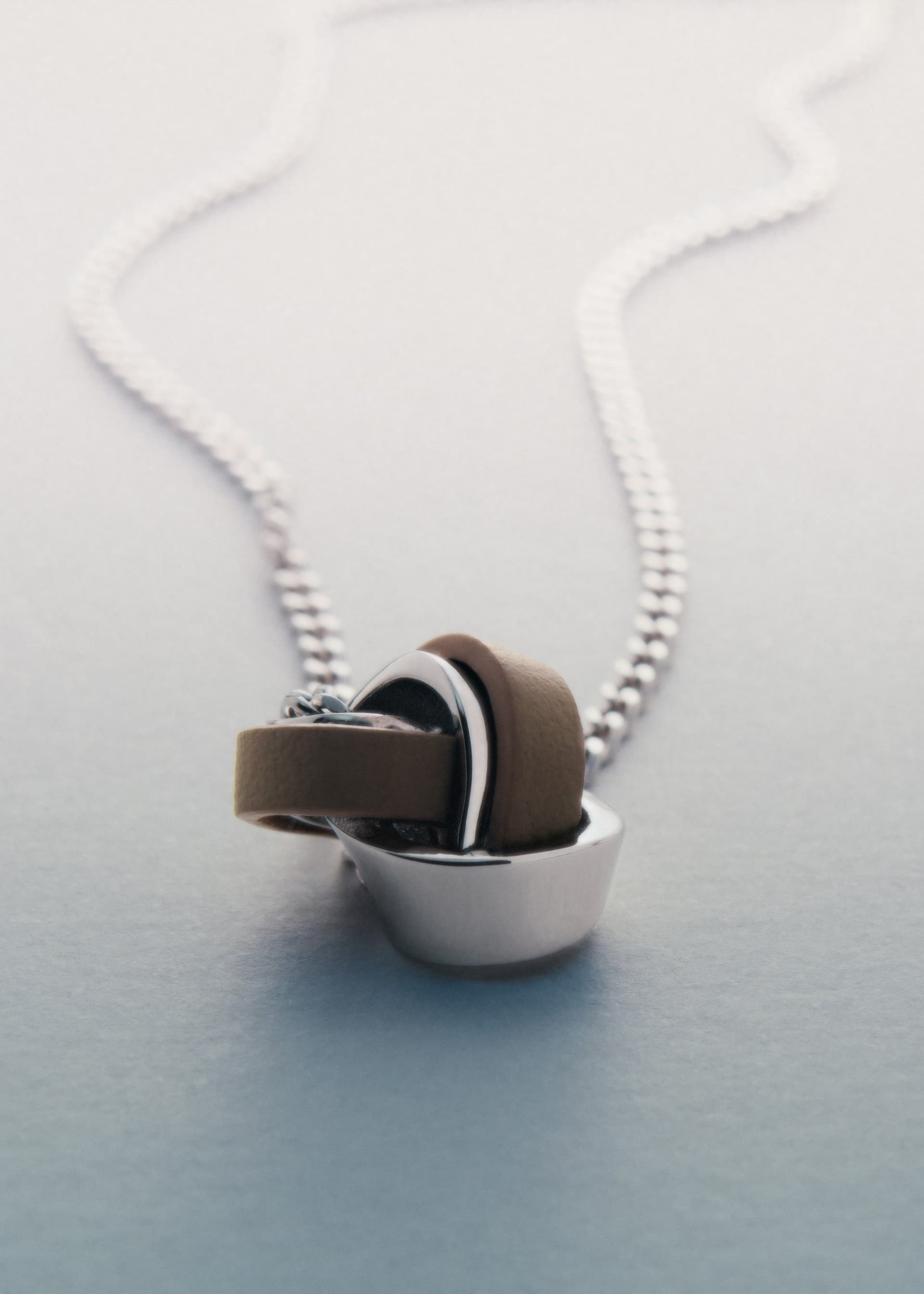 Collier Ormé - Argentée Cuir Taupe - Photo 1