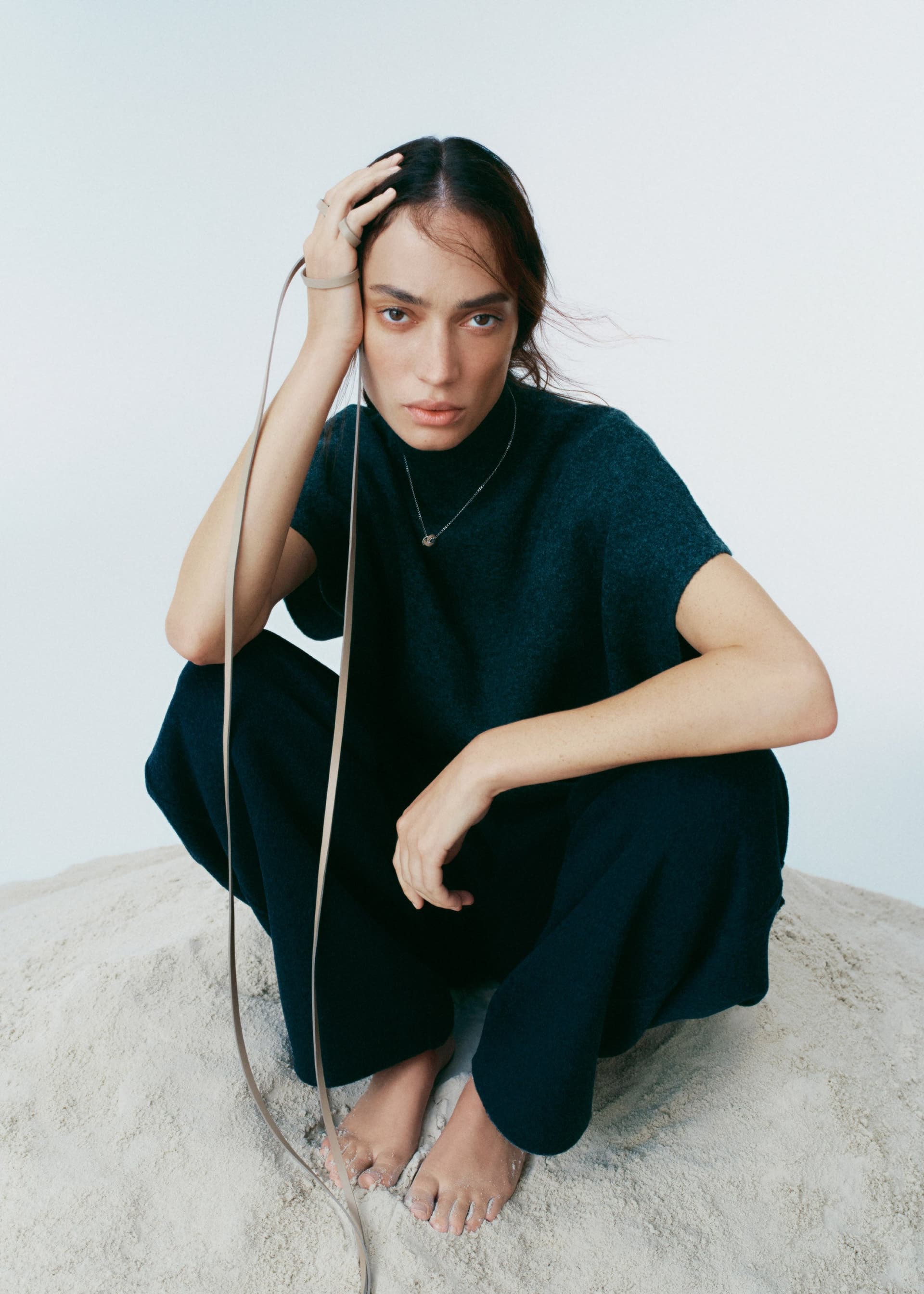 Collier Ormé - Argentée Cuir Taupe - Photo 3