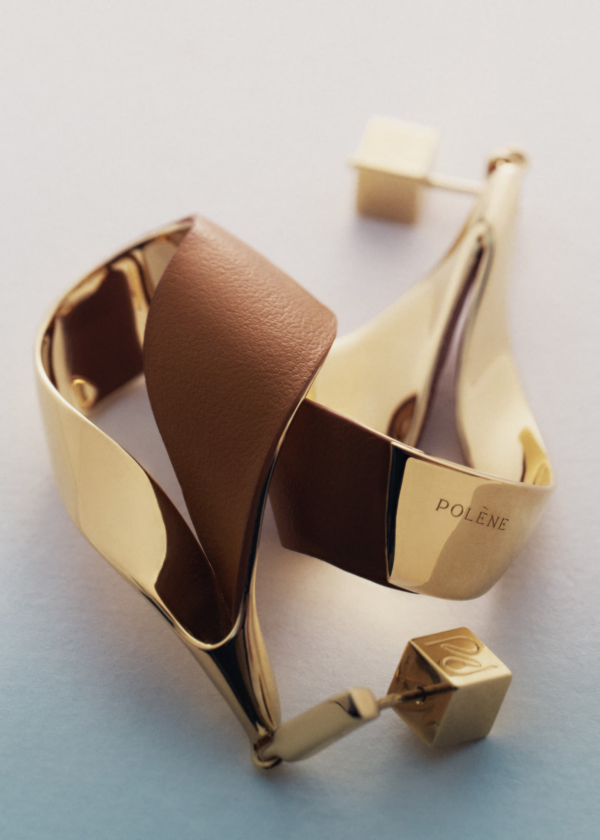 Boucles d’oreilles pendantes Ormé - Dorée Cuir Camel - Photo 2