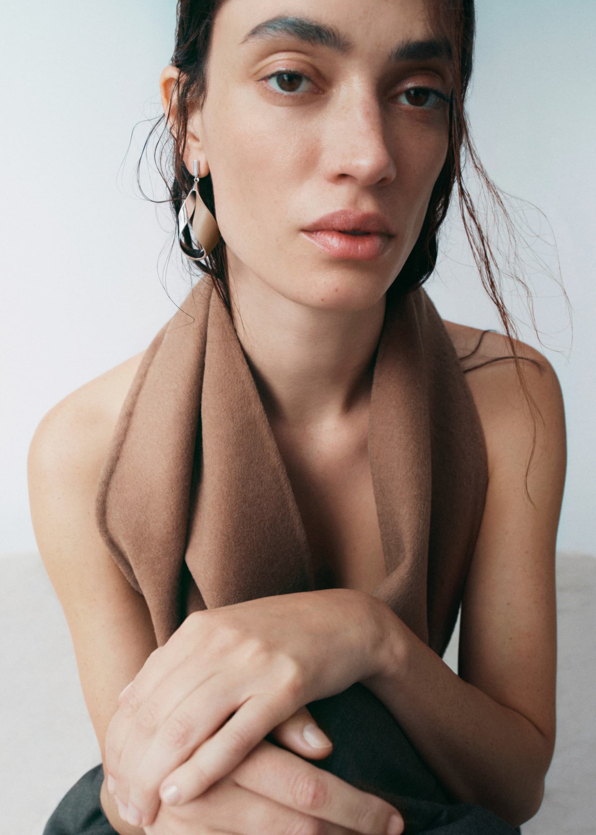 Boucles d’oreilles pendantes Ormé - Argentée Cuir Taupe - Photo 3