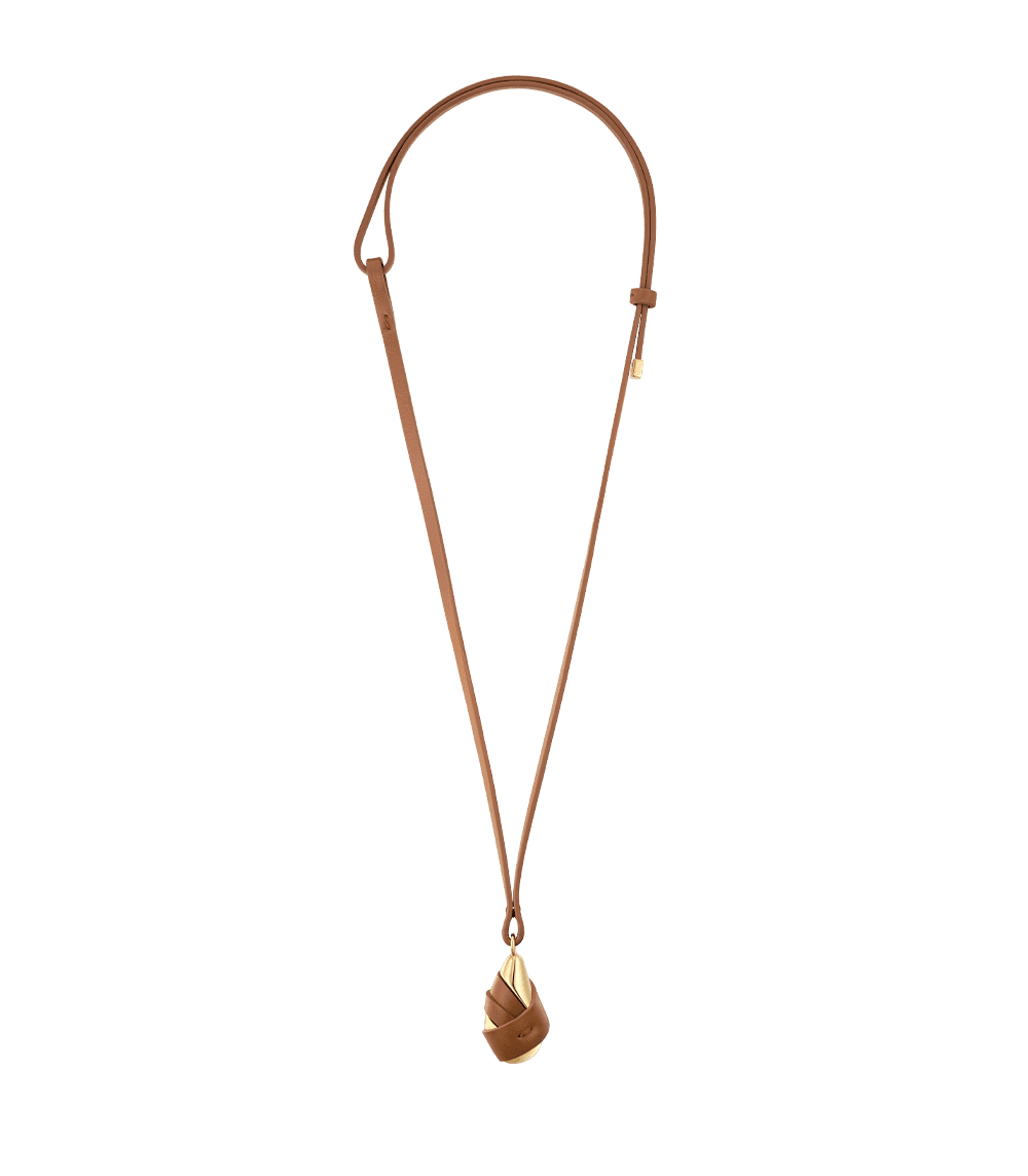 Pendentif Ormé - Dorée Cuir Camel