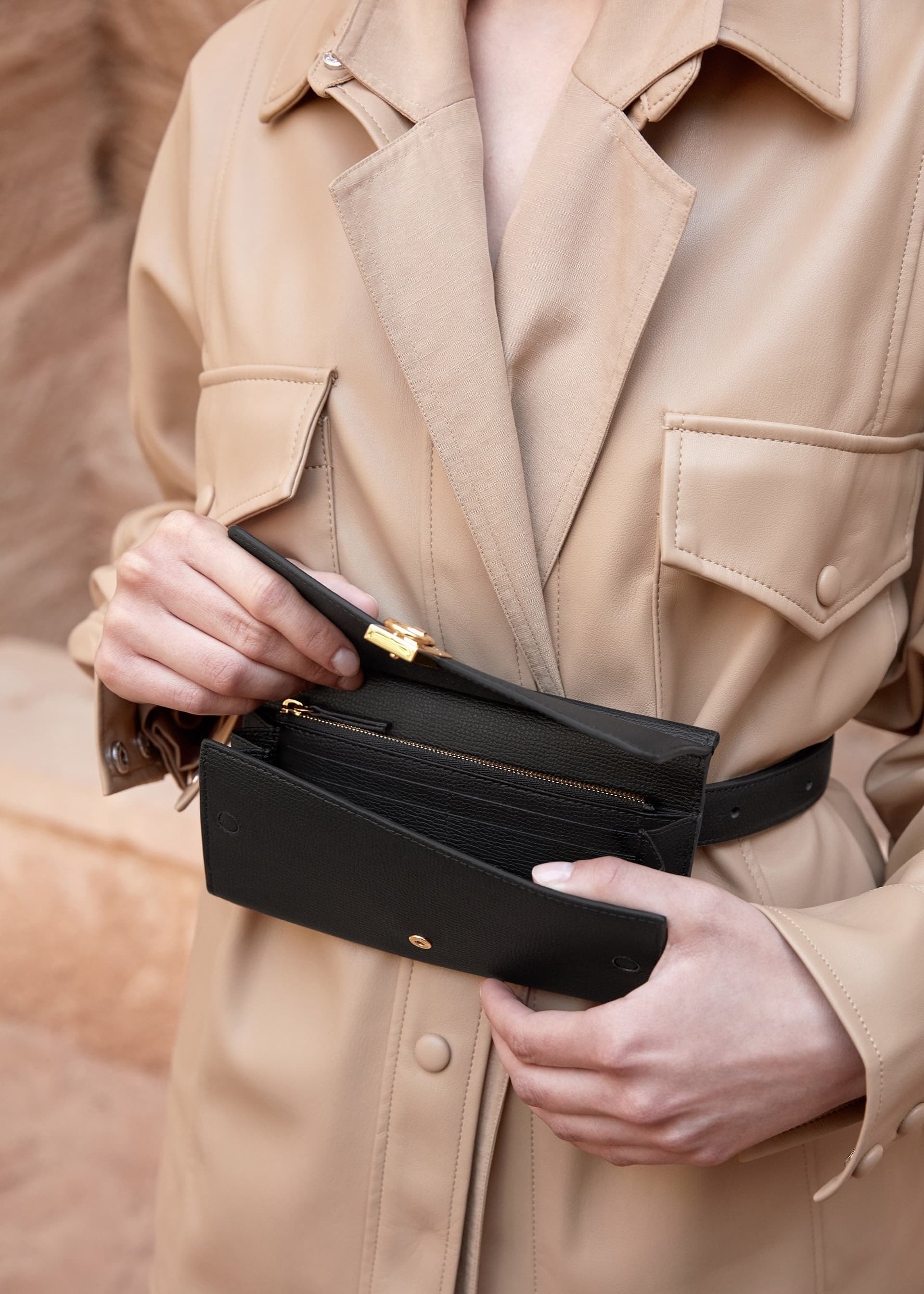 Portefeuille Numéro Sept ceinture - Noir Grainé - Photo 3